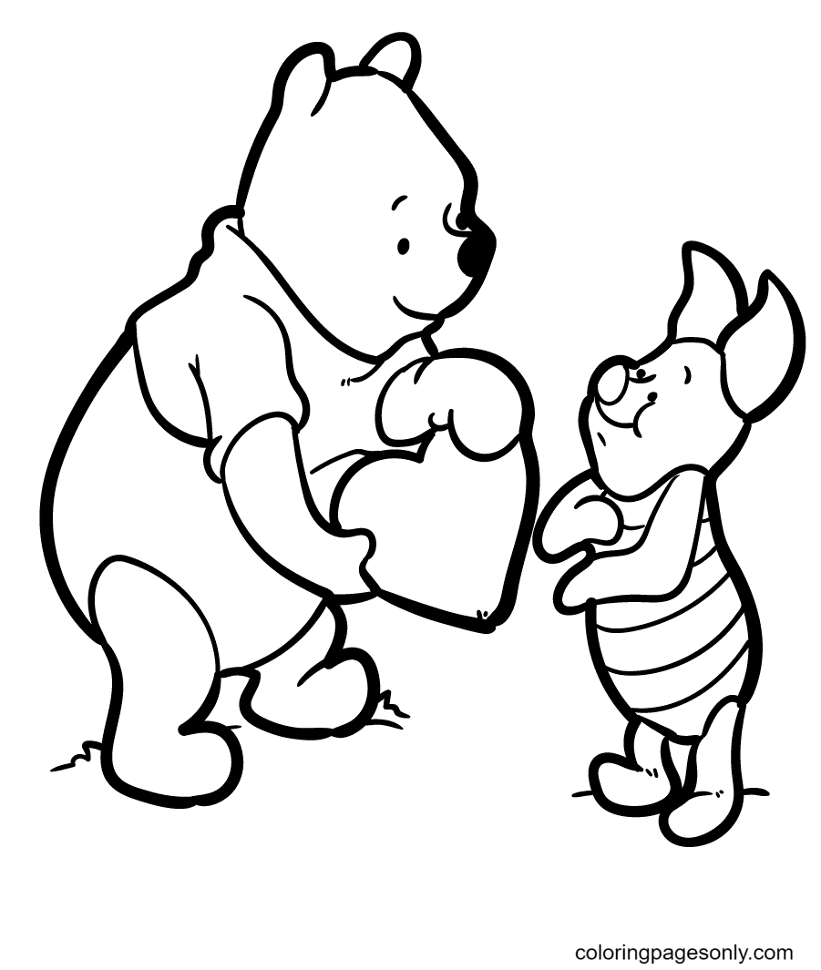 Winnie The Pooh le regala un corazón a Piglet de Winnie The Pooh