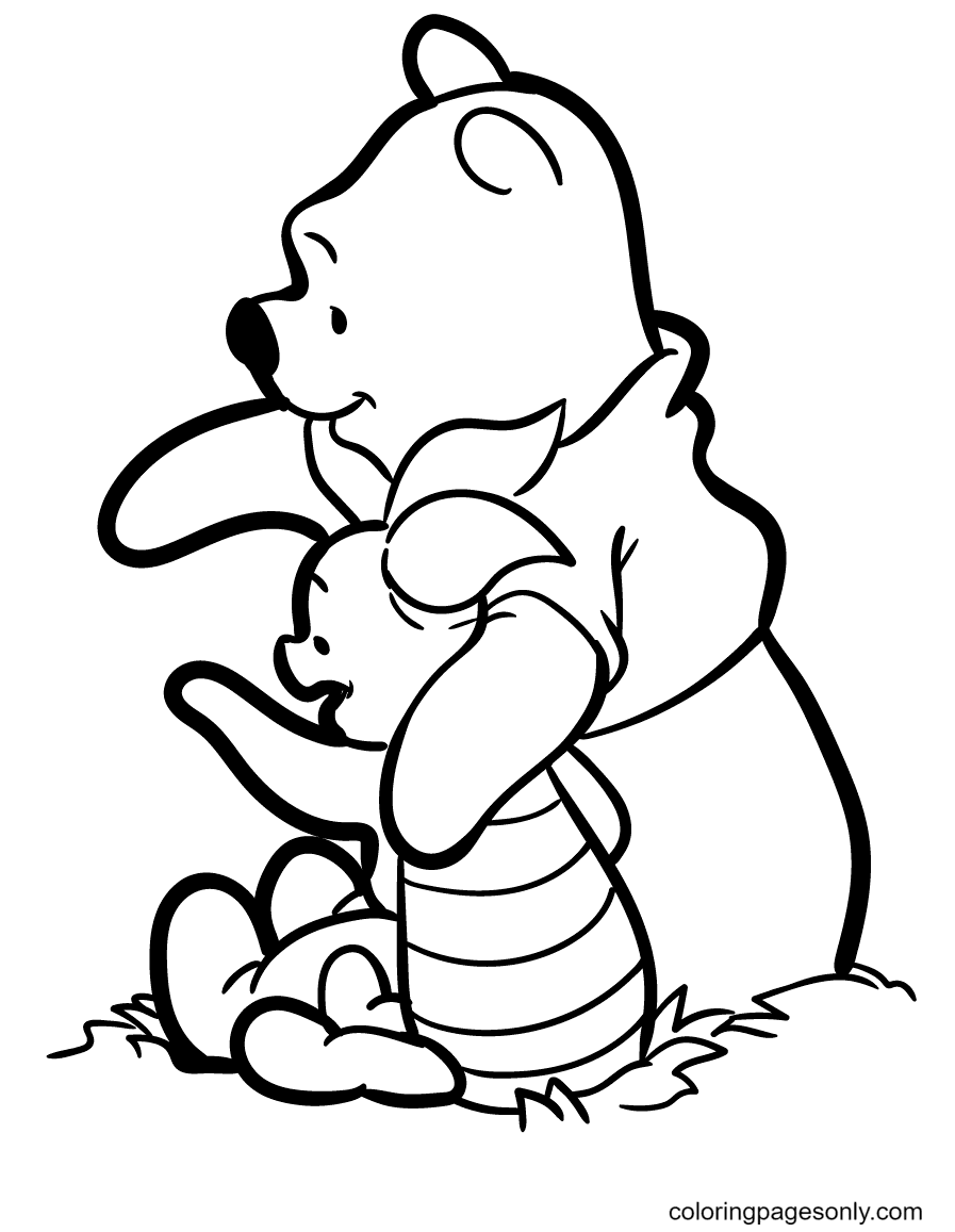 Winnie The Pooh and Piglet Coloring Page