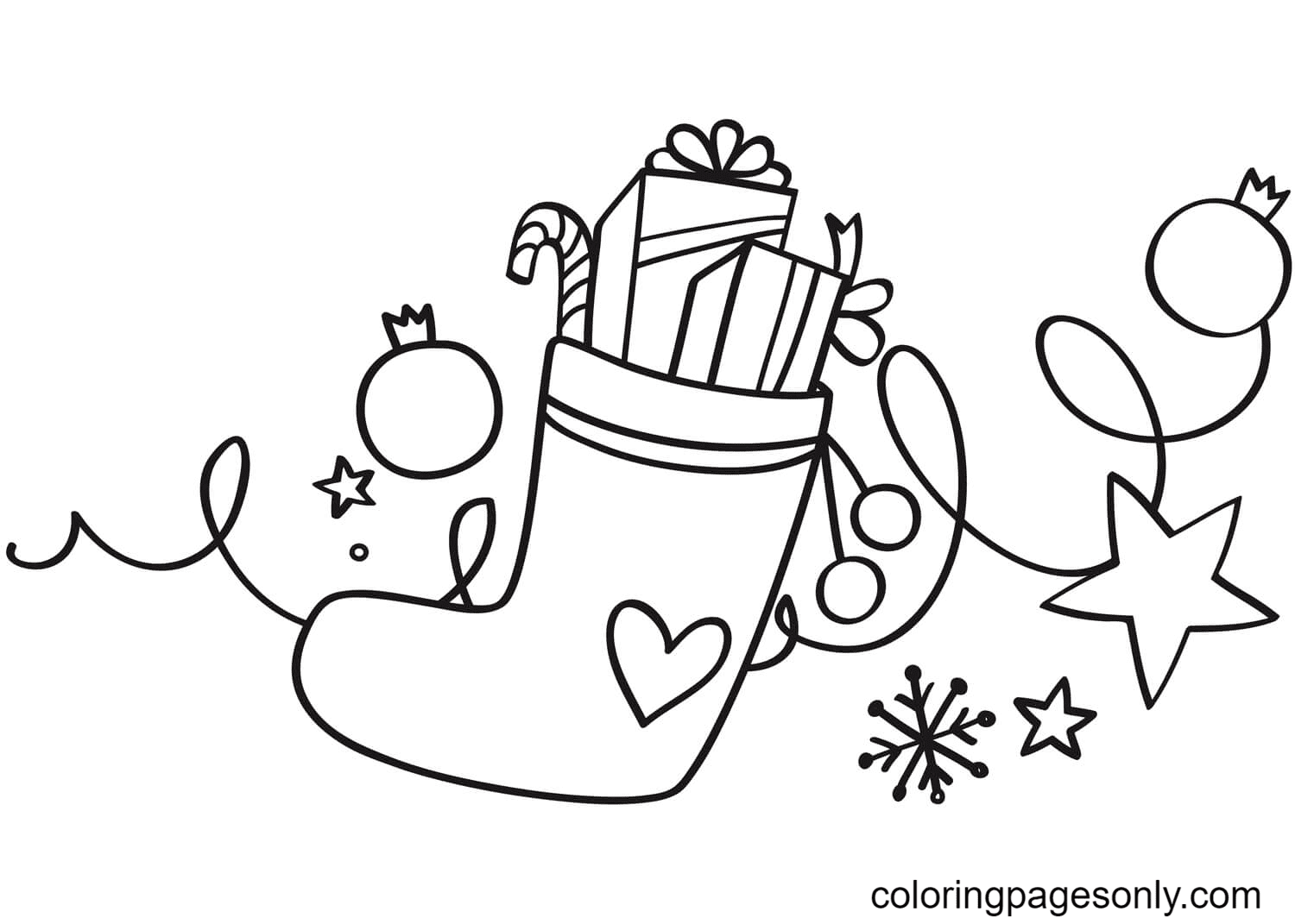 Xmas Stocking Coloring Pages