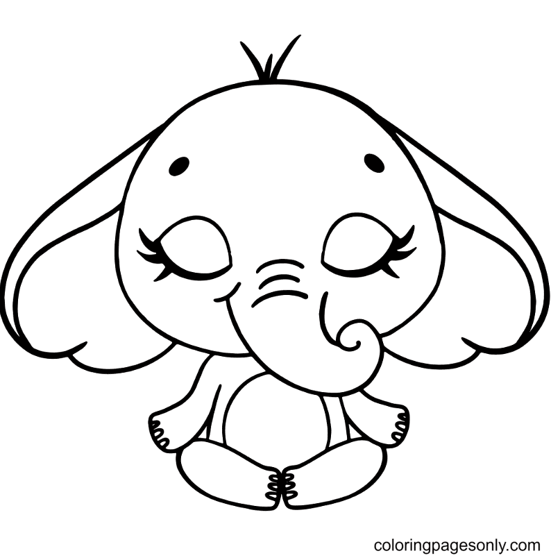 Yoga Time for Elephant Coloring Page