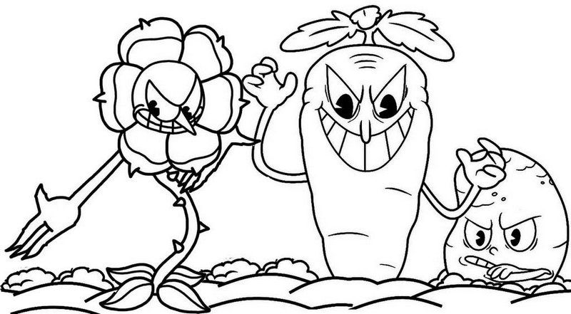 Couple Cuphead Coloring Page