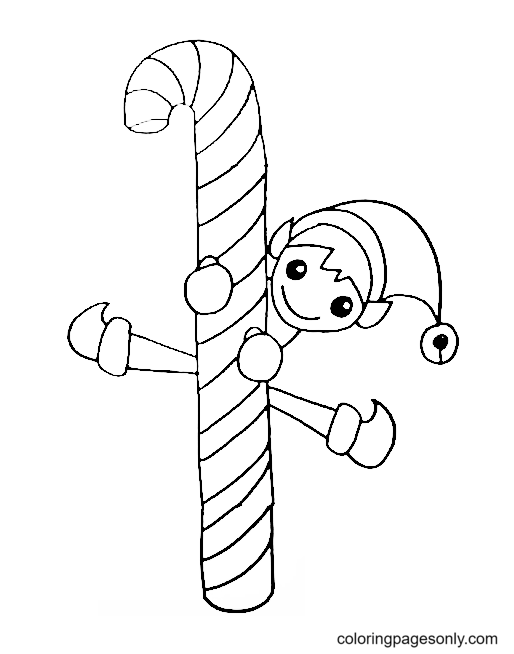 A Candy Cane Coloring Page