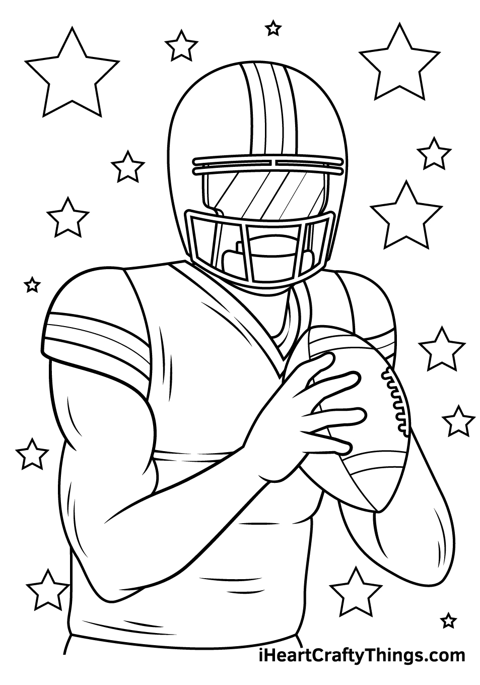 A Football Player holding the Ball Coloring Page