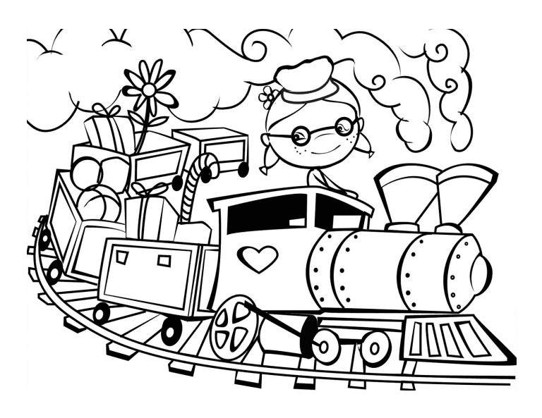 A Freight Train Coloring Page