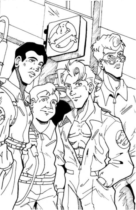 A Brave Team of Ghostbusters Coloring Page