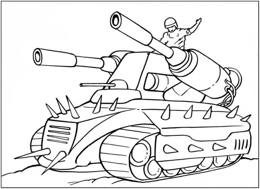 Een puntig oorlogsvoertuig van Tank