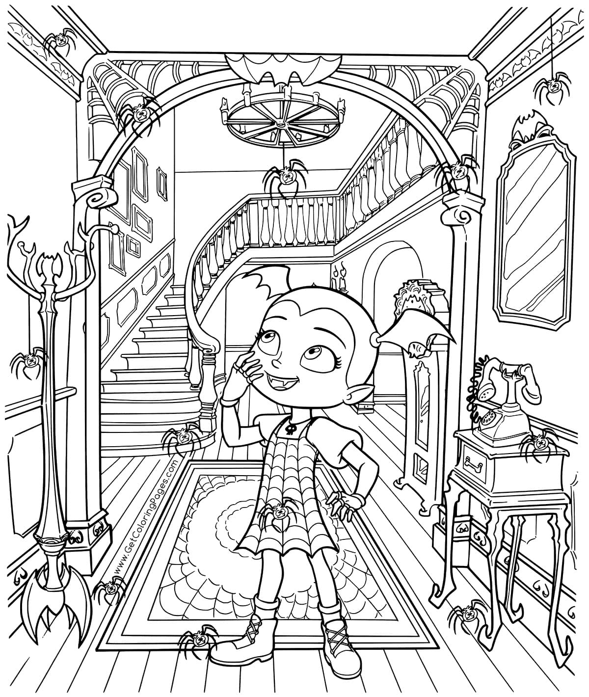 Vampire Paradise With Spider Coloring Pages