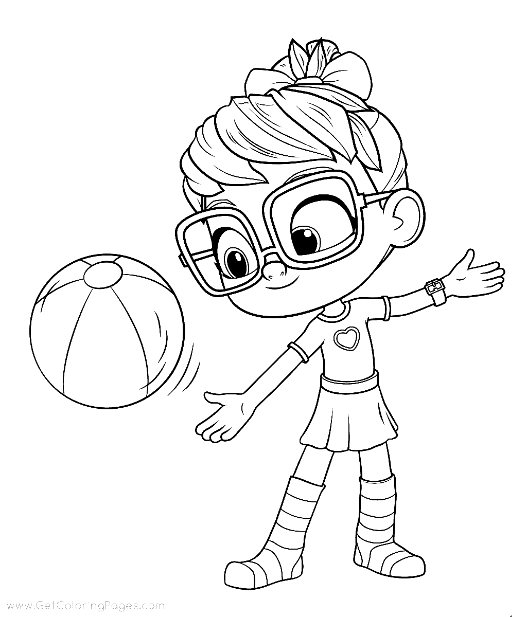 Abby Playing Ball Coloring Page