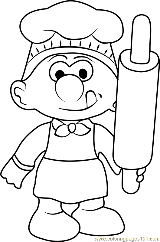 Adorable Baker Smurf Coloring Page