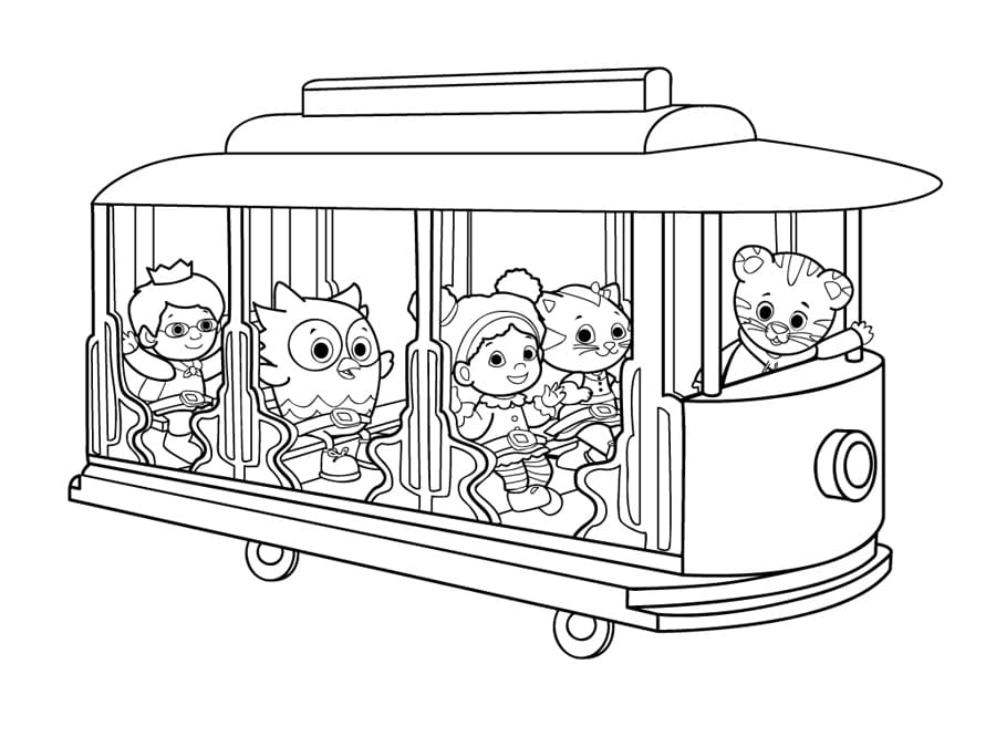 All in the train Daniel Tiger Coloring Page