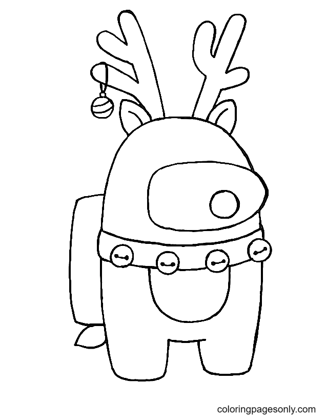 Among Us Reindeer Rudolph Coloring Page