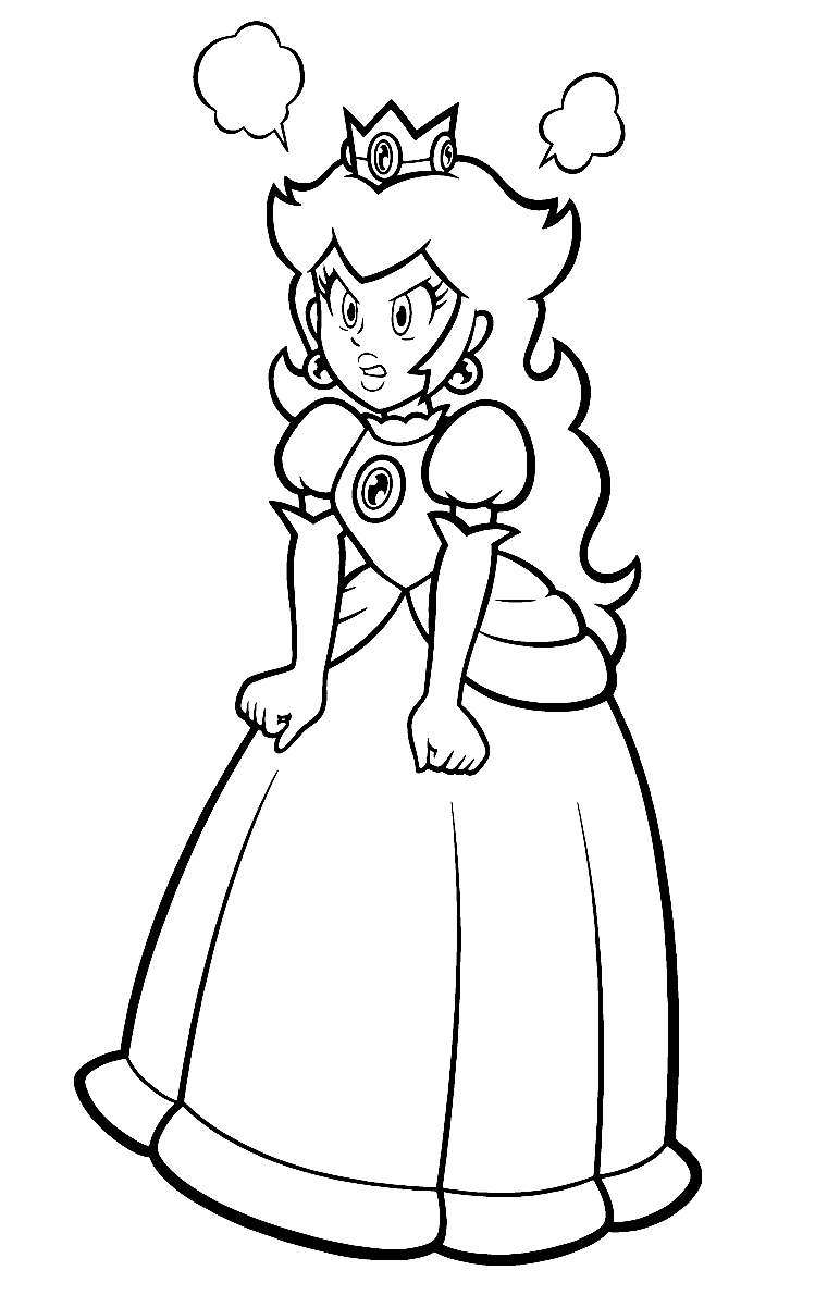 Angry Princess Peach Kleurplaat