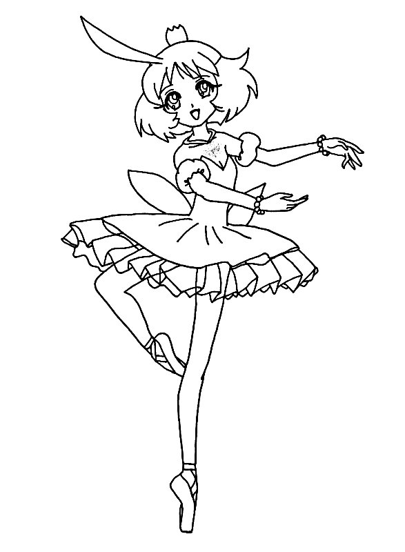Anime Ballerina Coloring Page