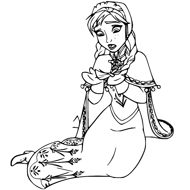 Anna Sits on the Floor Coloring Page