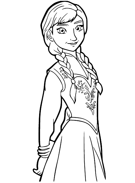 Anna from Frozen Disney Coloring Page