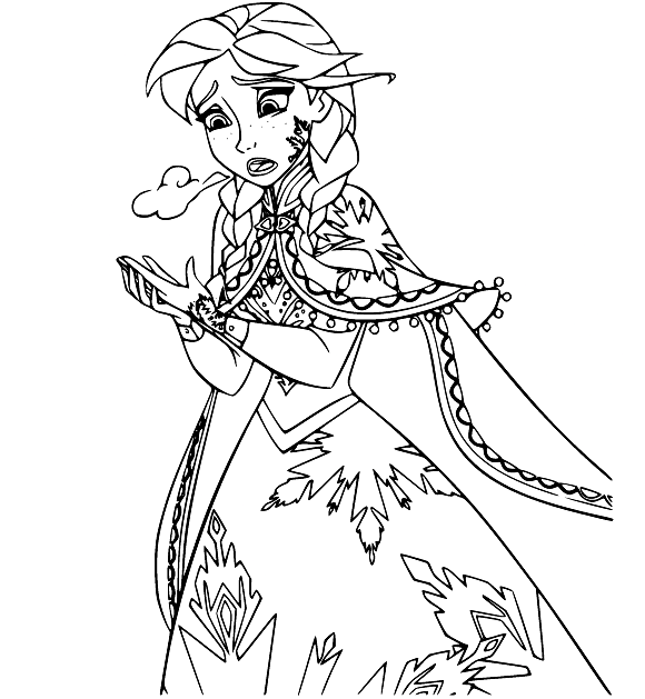 Anna is Nearly Frozen Coloring Page