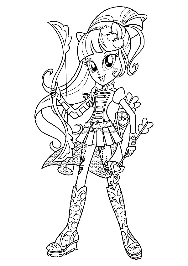 Applejack with Bow and Arrow Coloring Page