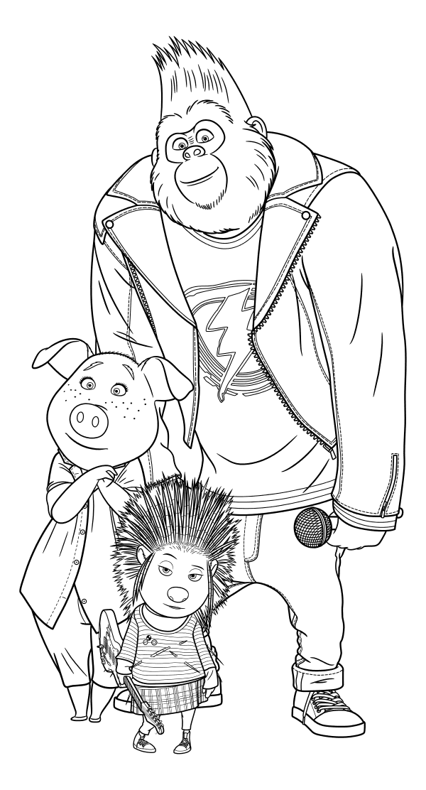 Ash, Rosita and Johnny Coloring Page