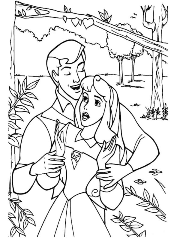 Aurora and Phillip From Sleeping Beauty Coloring Page