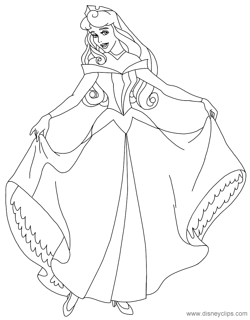 Aurora in einem wunderschönen Kleid aus Dornröschen