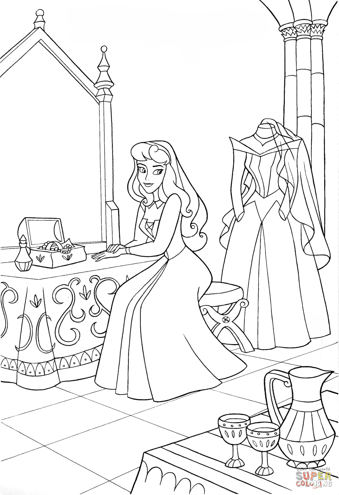 Aurora’s Wedding Day Coloring Page