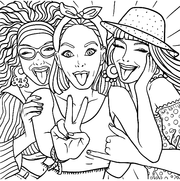 Desenho e Imagem BFF Engraçado para Colorir e Imprimir Grátis para Adultos  e Crianças 