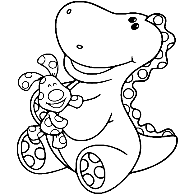 Baby Blue and Dinosaur Coloring Page