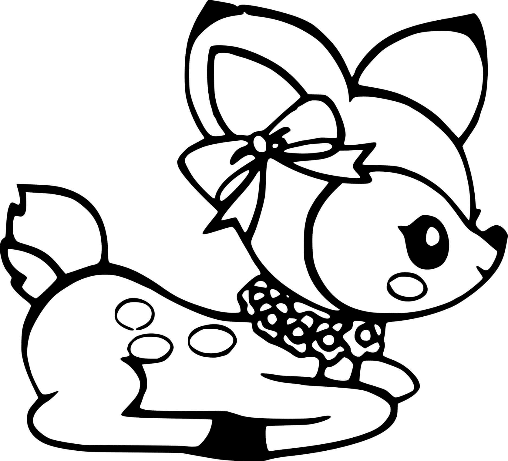 Baby Deer With A Bow Coloring Page