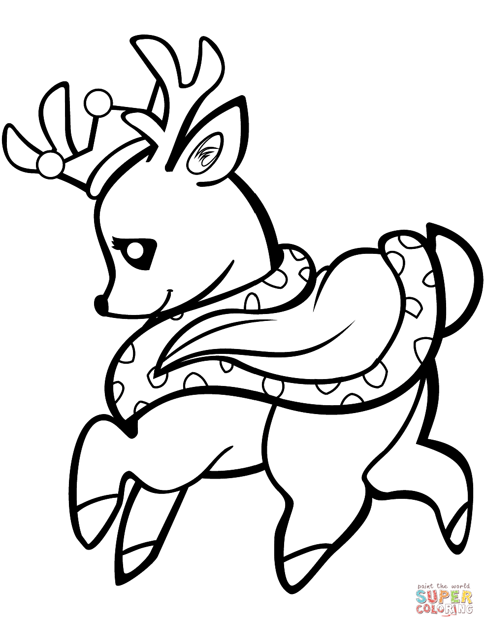 Baby Deer in a Crown Coloring Page