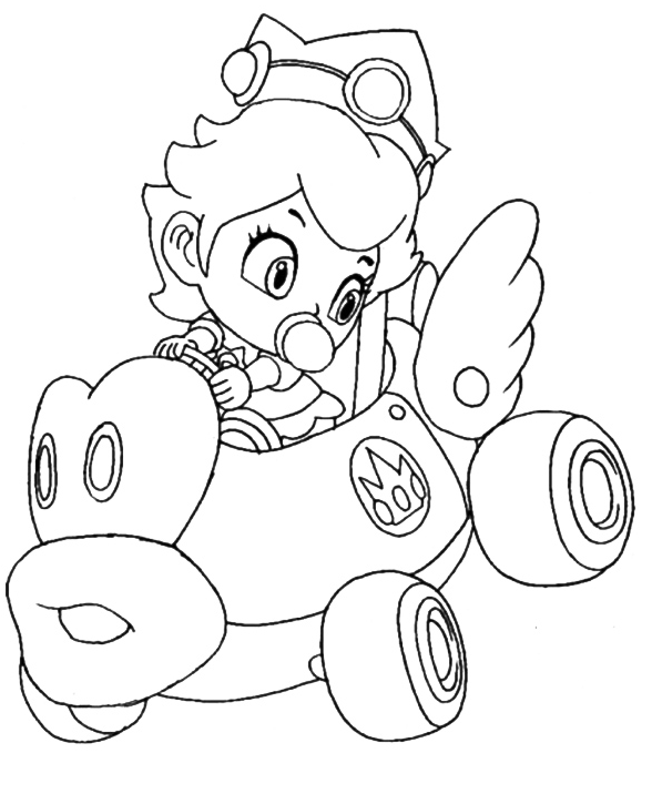 Baby Princess in a Car Coloring Page