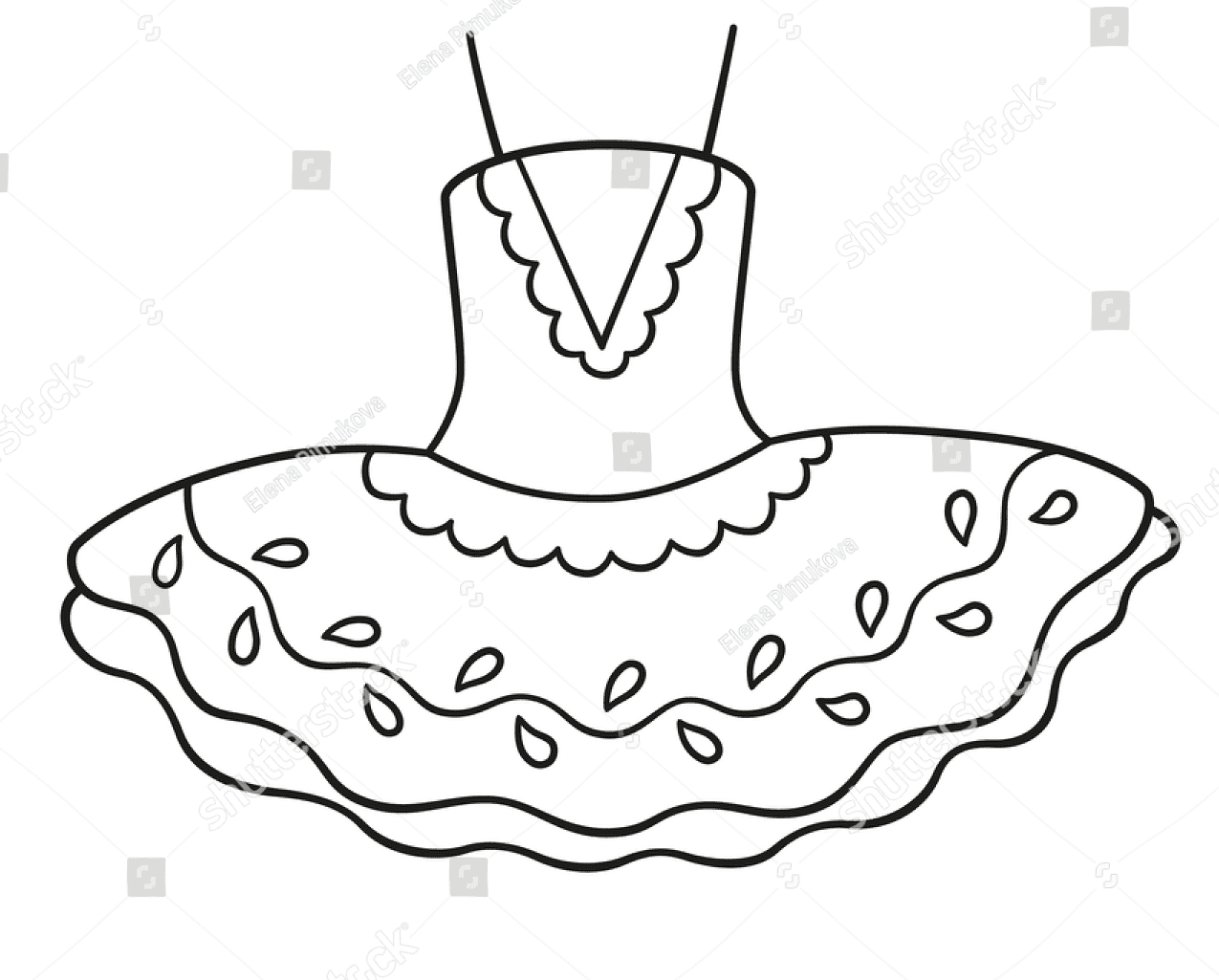 Desenho de vestido de bailarina para colorir