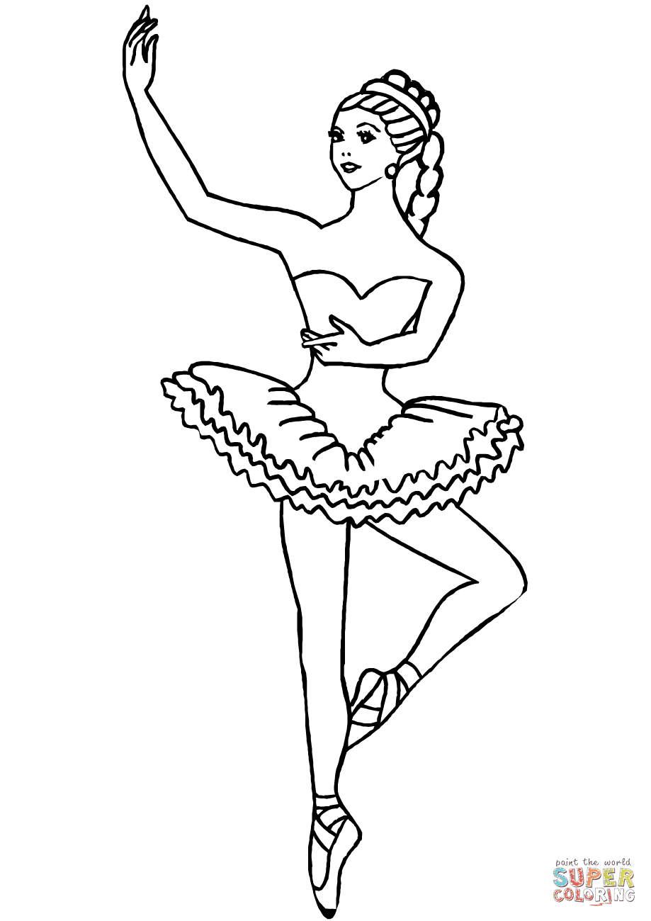 Página para colorir para imprimir de bailarina