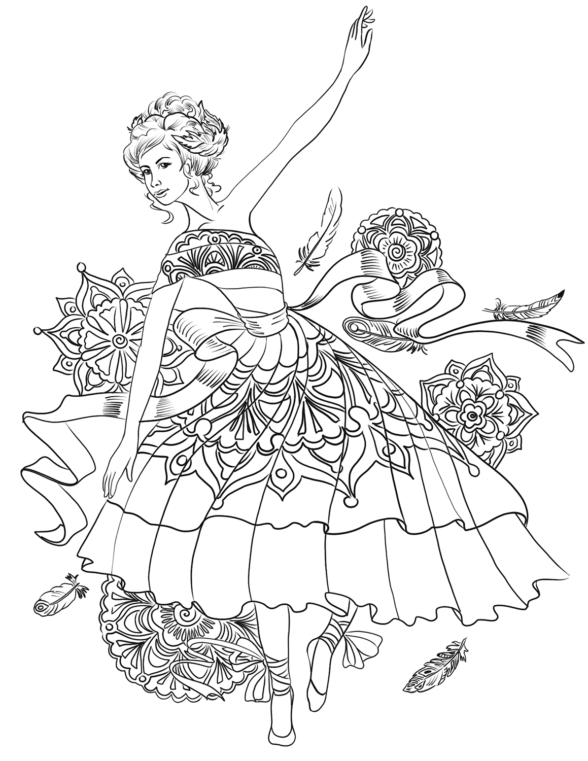 Desenho para colorir bailarina Swan Dance