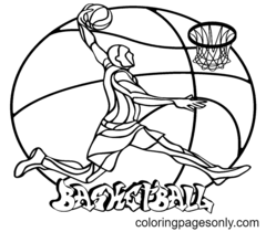Página para colorir de basquete