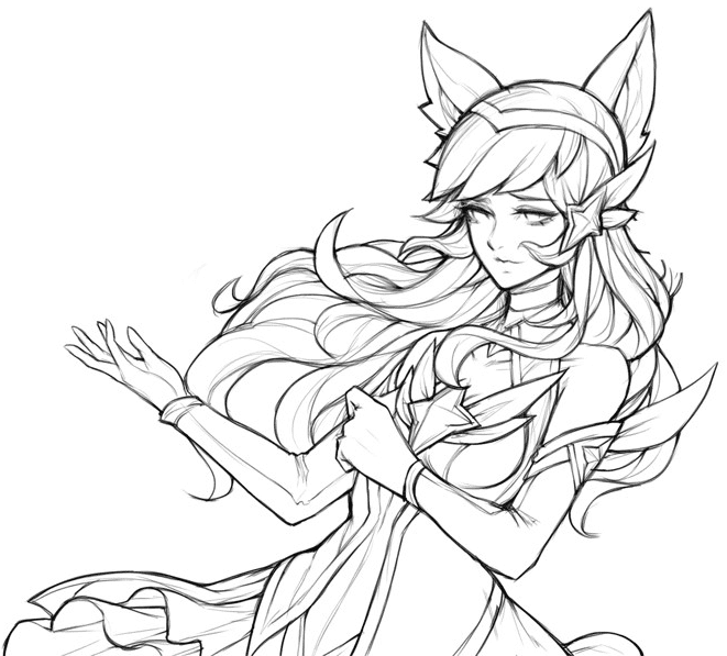 Beautiful Ahri Coloring Page