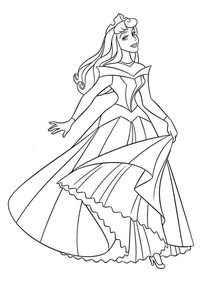 Beautiful Aurora in The Dress Coloring Page