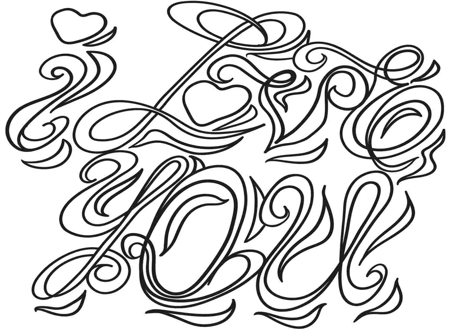 Beautiful I Love You Coloring Page