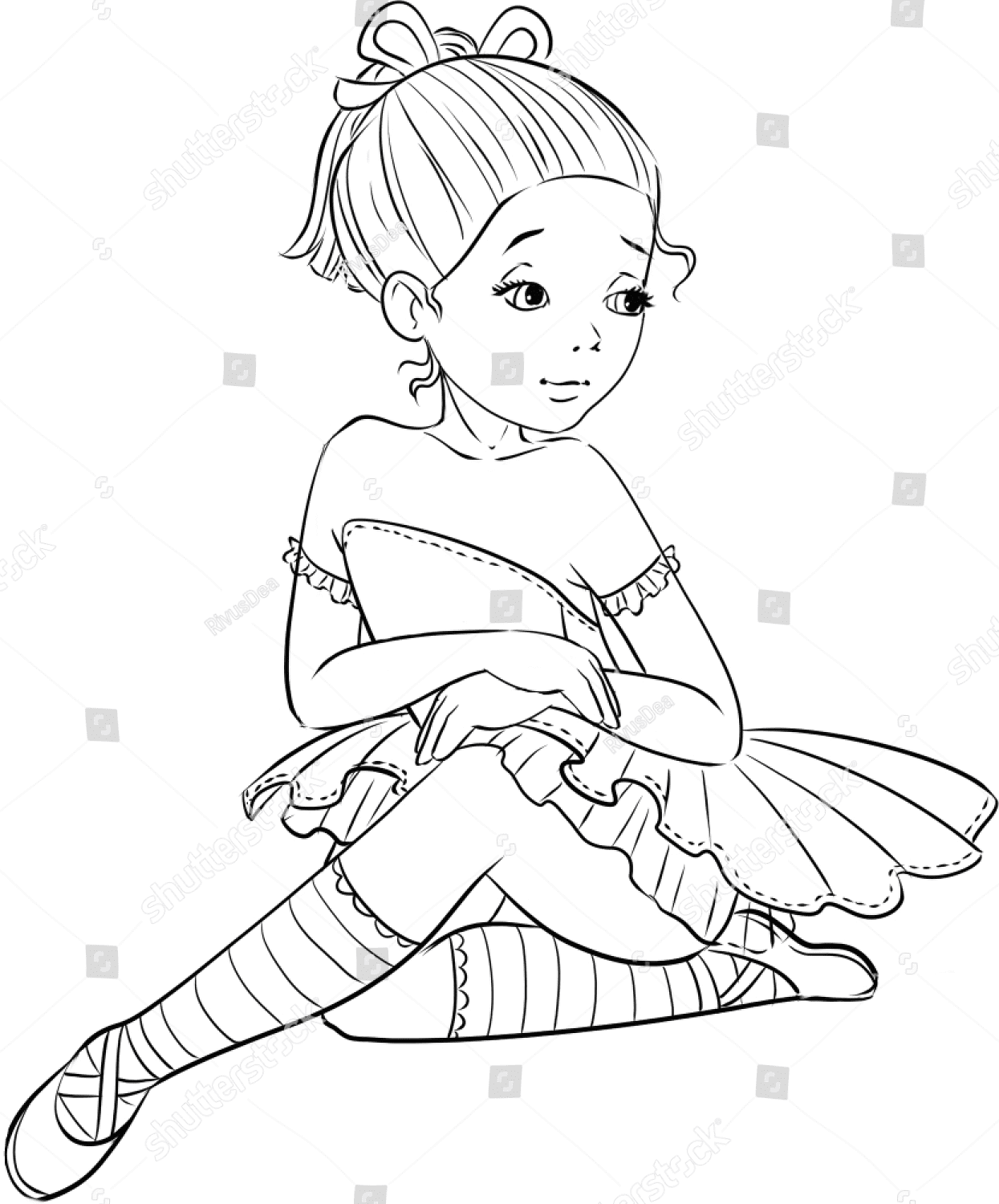 Раскраска Красивая маленькая балерина