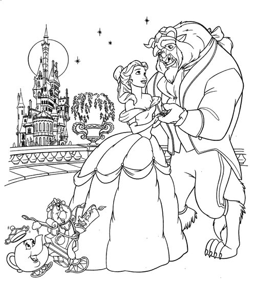 Belle and the Beast Coloring Page - Free Printable Coloring Pages