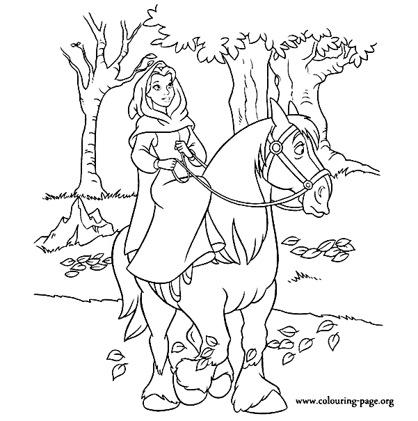 Belle on Horseback Coloring Pages