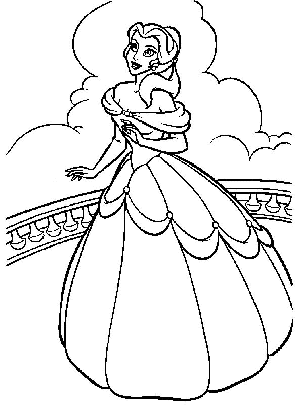 Belle on the Balcony Coloring Pages