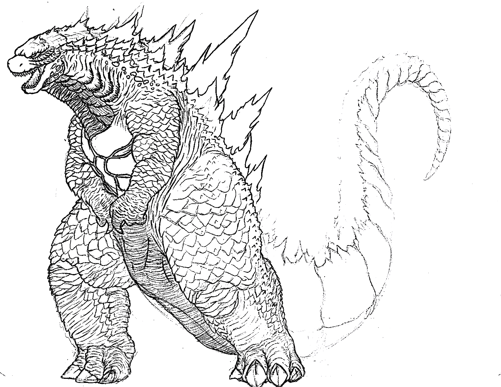 Pagina da colorare di Big Fat Godzilla