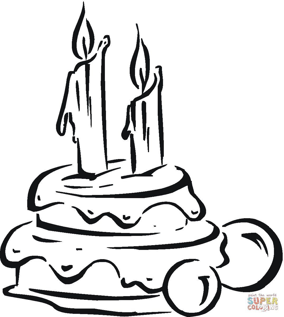 Раскраска торт со свечами