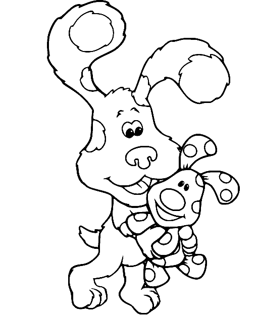 Blue Holds Baby Toy Coloring Page