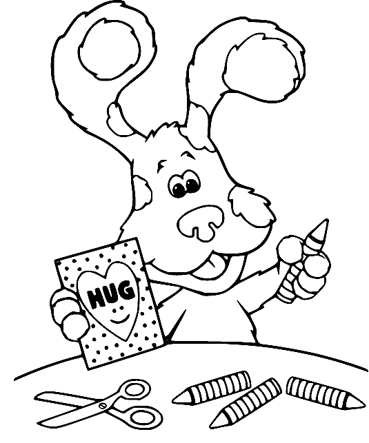 Blue Making a Hug Card Coloring Page