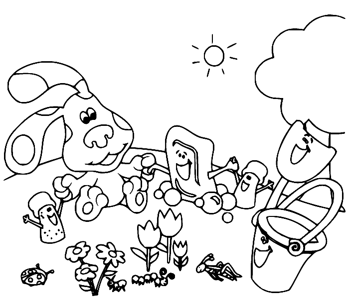 Blue and Friends at the Picnic Coloring Page