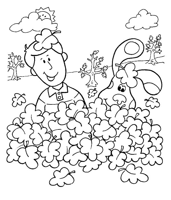 Blue and Joe in flowers Coloring Pages