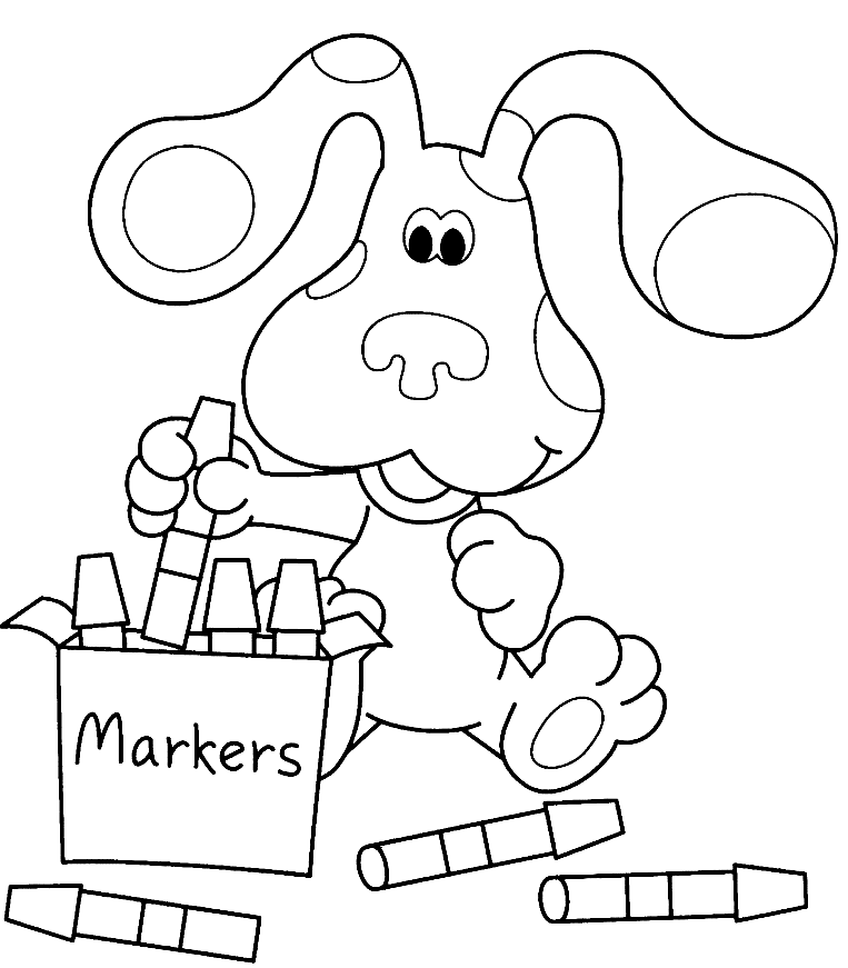 Blue and Markers Coloring Page