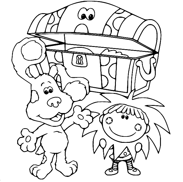 Blue and a Treasure Box Coloring Pages