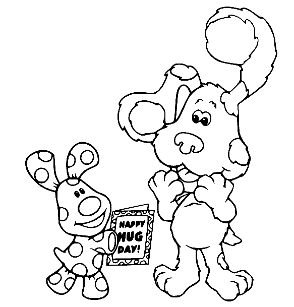 Blue and the Happy Hug Day Book Coloring Page